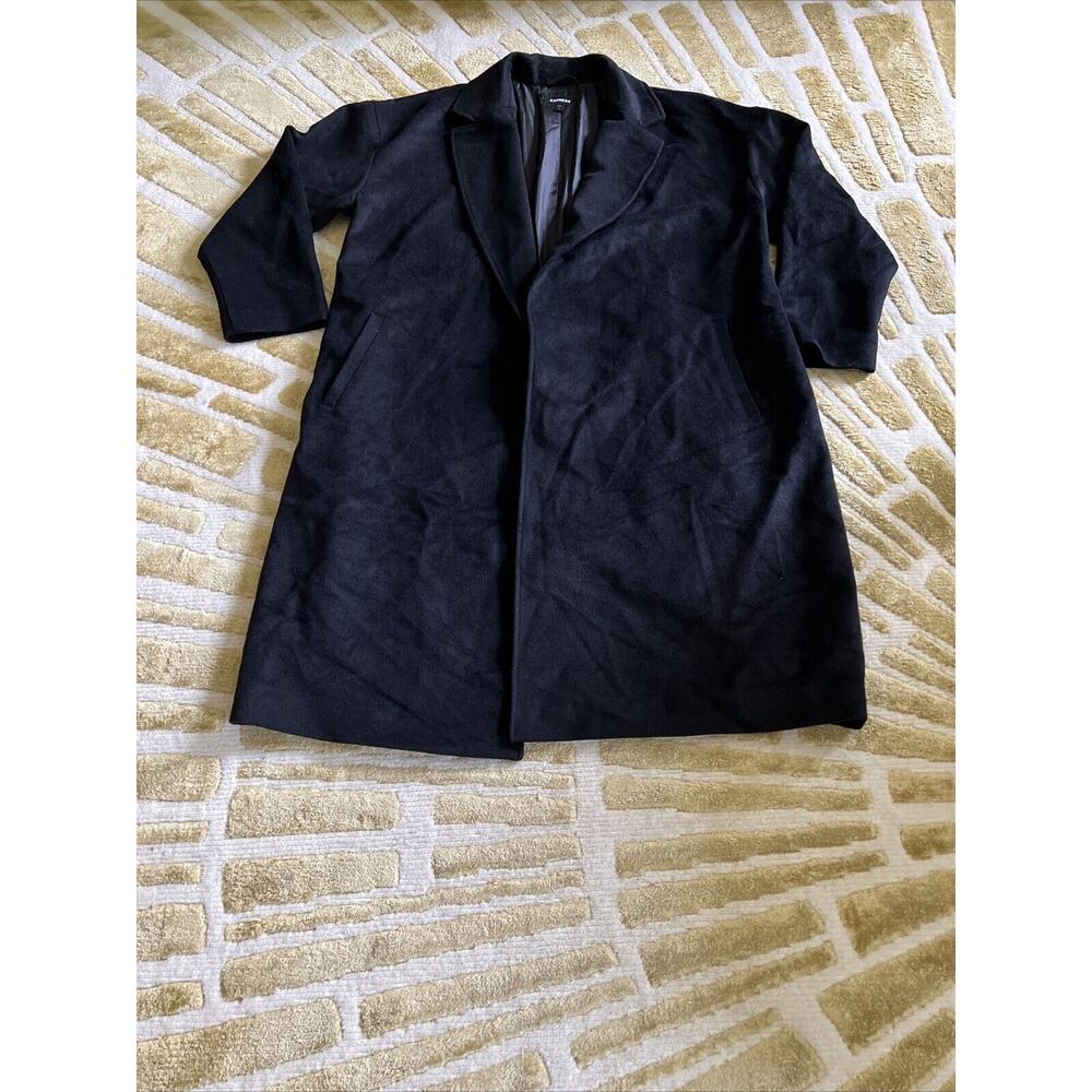 Express Wool Long Black Coat XL EUC Style# 028940064